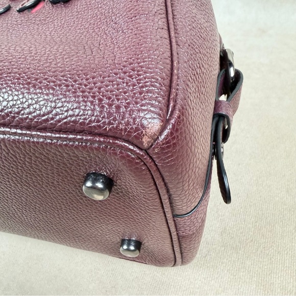 Coach Primrose Willow Floral Appliqué Leather Satchel Oxblood Gunmetal Hardware - Picture 11 of 17